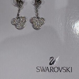 Swarovski Silver Crystal Disney collection Mickey Mouse Earrings